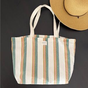 Sézane Paris Striped Canvas Small Tote Bag